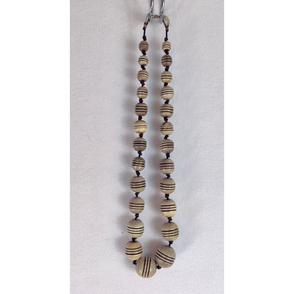 Wooden Bead Necklace by Talbots Tribal Boho Cottage Hippie Vintage Artisan